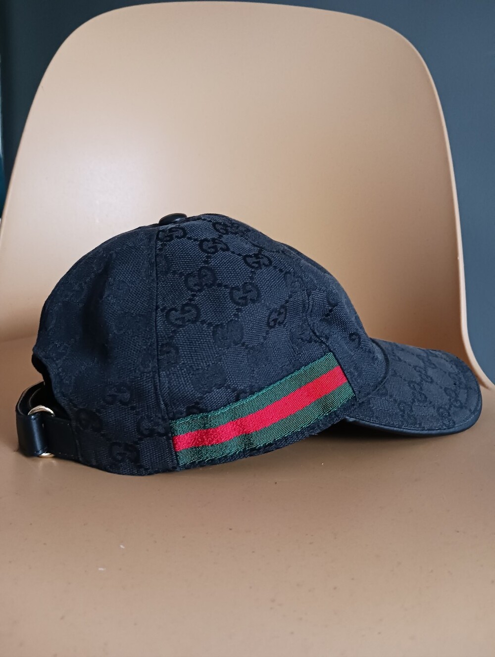 Gucci Monogram, Canvas Basball Hat With Web, One Size